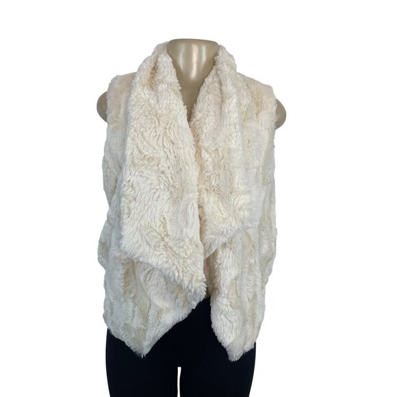 Jack By BB Dakota Faux Fur Drape Vest Cream Sleeveless Womens S - New - Picture 1 of 9